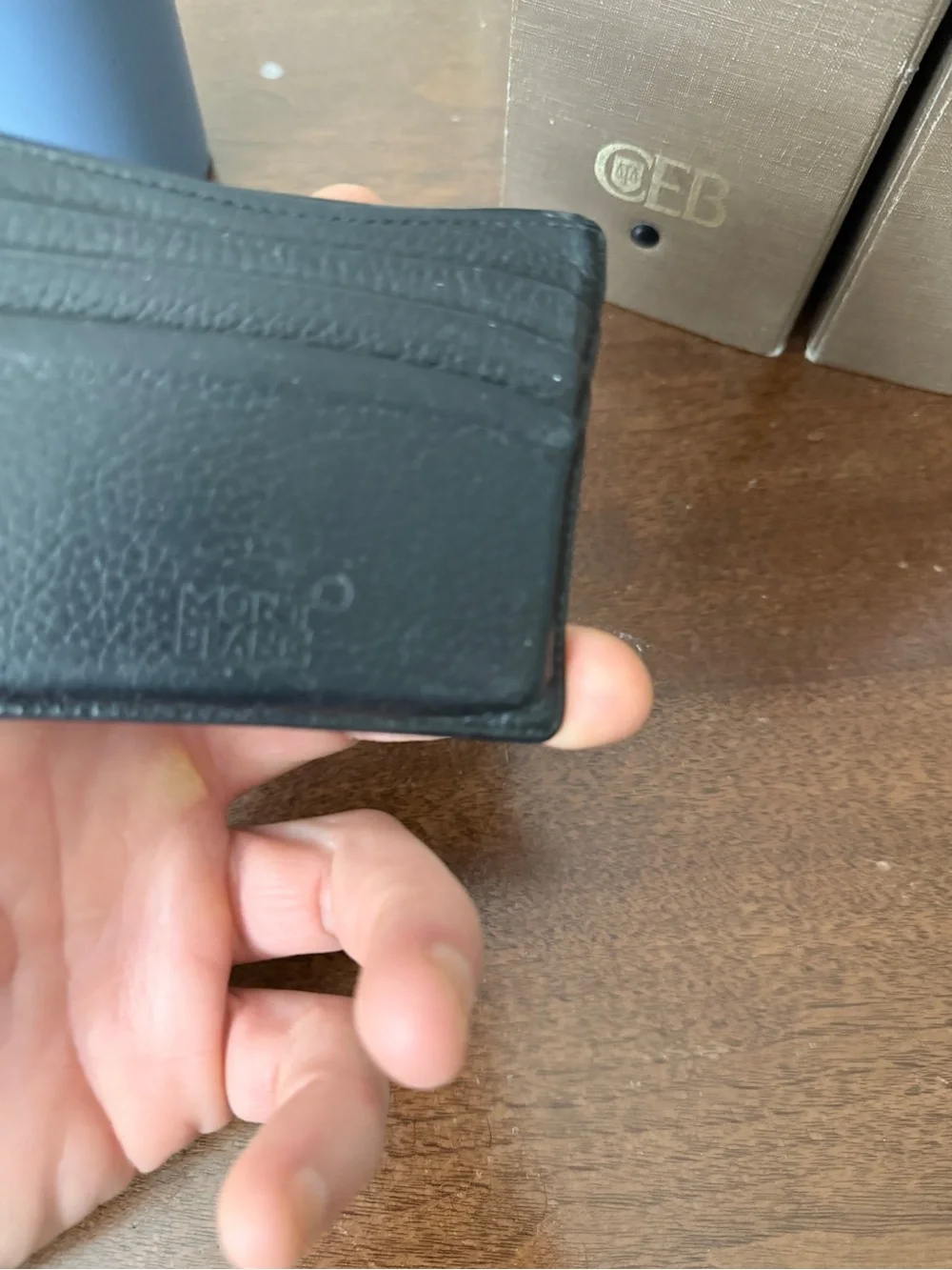 Mont Blanc Black Leather Card Holder with Emblem